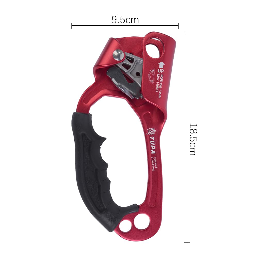 Left Hand Ascender Rope Clamp for 8-12mm Rope Rock Climbing Arborist Rappelling Gear