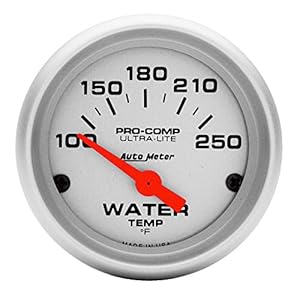 Auto Meter 4337 Ultra-Lite Electric Water Temperature Gauge, Silver