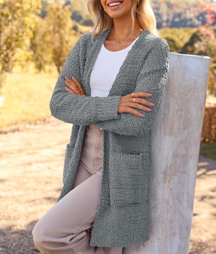 Image of MEROKEETY Women's Long Sleeve Soft Chunky Knit Sweater Open Front Cardigans Outwear Coat