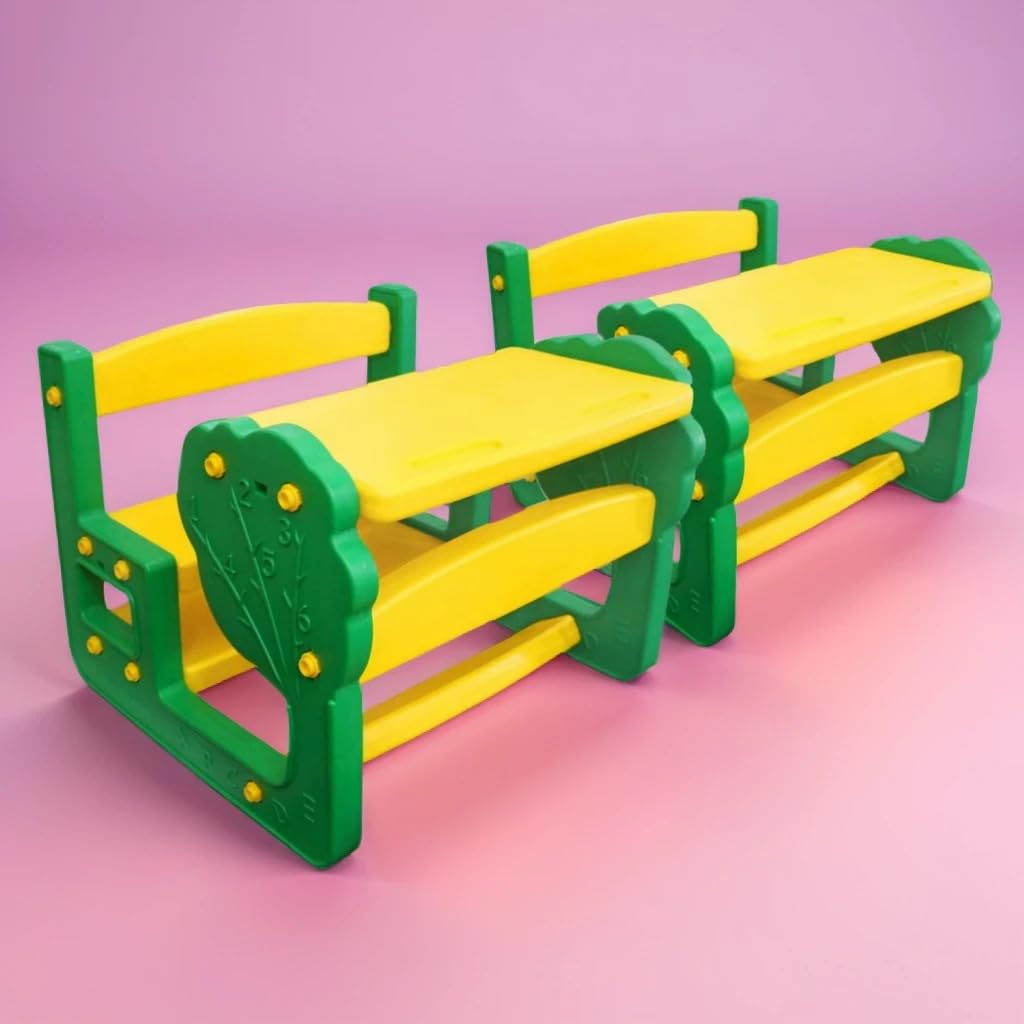 eHomeKart School Activity Study Desk for Kids-Playgro Tree Dual Seater Plastic Study Table and Chair Set of TWO-L30 X B30 X H23 (Inches)- Set of Two (2, Dual Tree)-picture-22