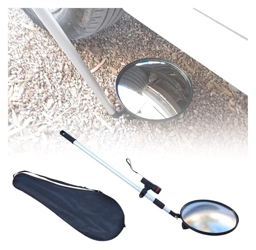 DARZYS Telescoping Inspection Mirror, Round Vehicle Inspection Mirror with Casters, 2X Magnification Convex Mirror(16cmx16cm)