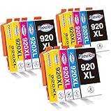 920XL Multipack Cartouches d'encre pour HP 920XL 920 XL Compatible avec Imprimantes HP Officejet 6000 6000A 6500 6500A 7000, Noir Cyan Magenta Jaune, Lot de 12, Paeolos