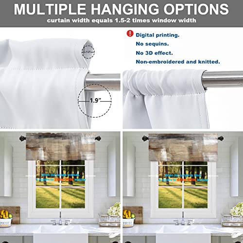 Batmerry Brown Abstract Art Valance Curtains, Beige Painting Window Treatment Kitchen Valances Multilayer Polyester Blackout For Living Room/Bathroom, 2 Pack 52X16 Inches #TOP4