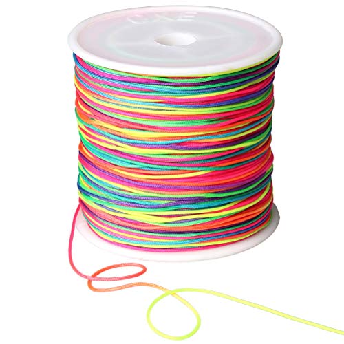 CoMoo Cordon Collier, Cordon d'Artisanat Cordon Fil Tressé de Perles Bracelet pour DIY Collier Bijoux (Couleur Arc en Ciel Cover