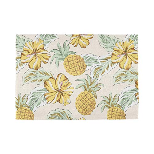 Vvfelixl Placemats Pineapples Dining Table Placemats Set Of 4 Heat Resistant Kitchen Table Mats Washable Woven Linen-Like Polyester 18X12 Inch Summer #TOP7