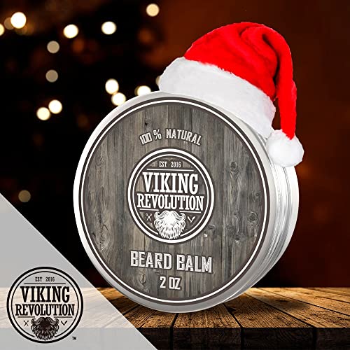 Viking Revolution BEST DEAL Beard Balm with Argan Oil & Mango Butter - Styles, Strengthens & Softens Beards & Mustaches - Citrus Scent Leave in Conditioner Wax for Men