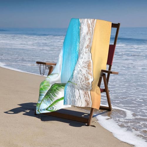 Serviette de bain microfibre drap de plage imprimé océan mer 81x132cm - 6