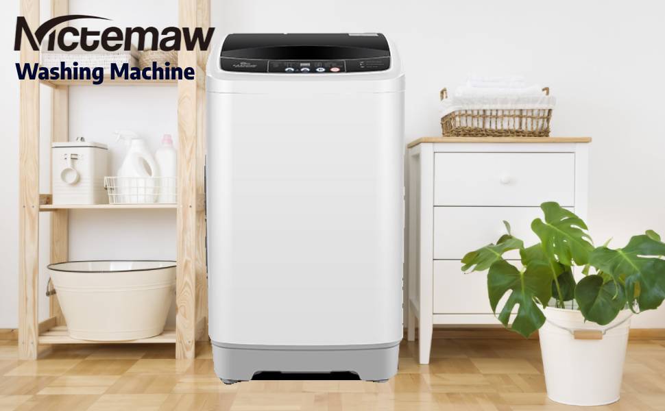 Nictemaw 17.8LBS Portable Washing Machine, Full Automatic Portable Washer with 10 Programs & 8 Water Levels, Compact Laundry Washer and Spin Dryer with Drain Pump, Energy Saving for Apartment/Dorm/RV - Image 8