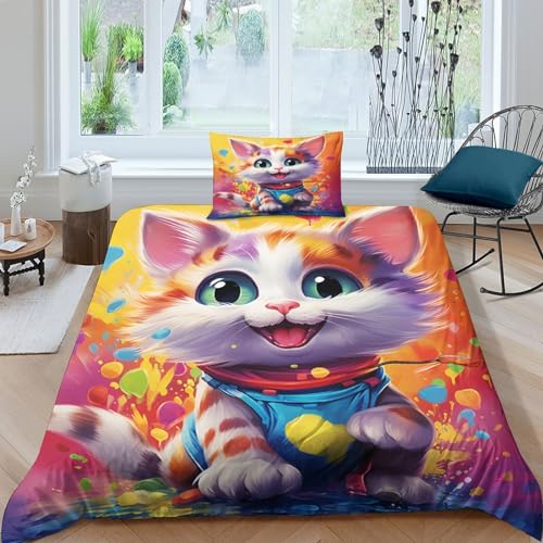 Housse de couette microfibre douce fermeture éclair cachée parure imprimée 3D lit simple - 2
