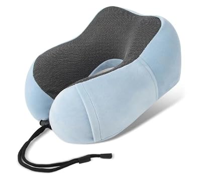 BASANYAO AirRest Memory Foam Travel Pillow (Light Blue)