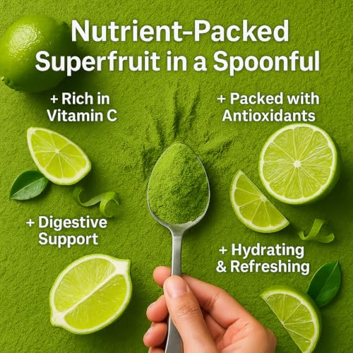Image of Confect Lime Powder | Pure & Natural Fruit Powder for Smoothies, Baking, Beverages, Juices, Tea & DIY Recipes | Vegan, Gluten-Free, No Added Sugar - 200 Gms