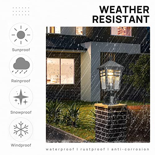 Outdoor Dusk To Dawn Post Lights, 2 Pack Exterior Lamp Post Light Fixtures With Seeded Glass, Exterior Pier Light Post Mount Light Head For Garden Park Driveway #TOP2