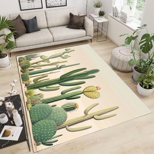 Tapis salon 160x230cm vert sauge moquette douce cactus lavable