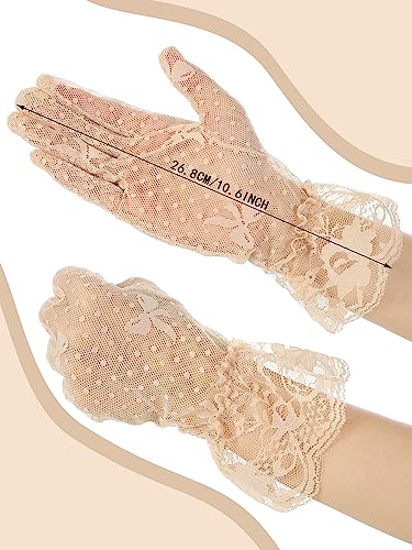 Satinior Women'S Lace Gloves Bow Floral Gloves Bridal Wedding Gloves For Tea Party Summer Prom Costume Accessories thumb #2