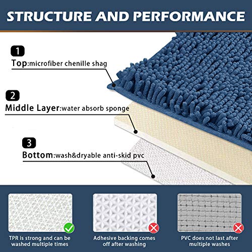 Deartown Non-Slip Shaggy Bathroom Rug,Soft Microfibers Bath Mat With Water Absorbent, Machine Washable #TOP1