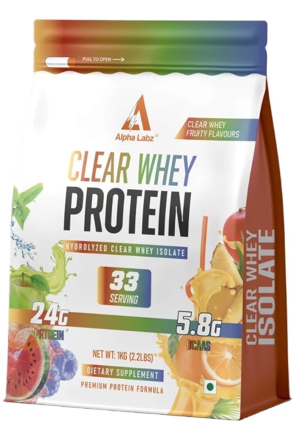 Clear Whey Protein | Hydrolyzed Whey Isolate | 24g Protein, 5.8g BCAAs, 33 Servings | Mango Flavour | Fast Absorbing | Low Carb & Fat | For Muscle Recovery & Lean Muscle Growth | 1kg