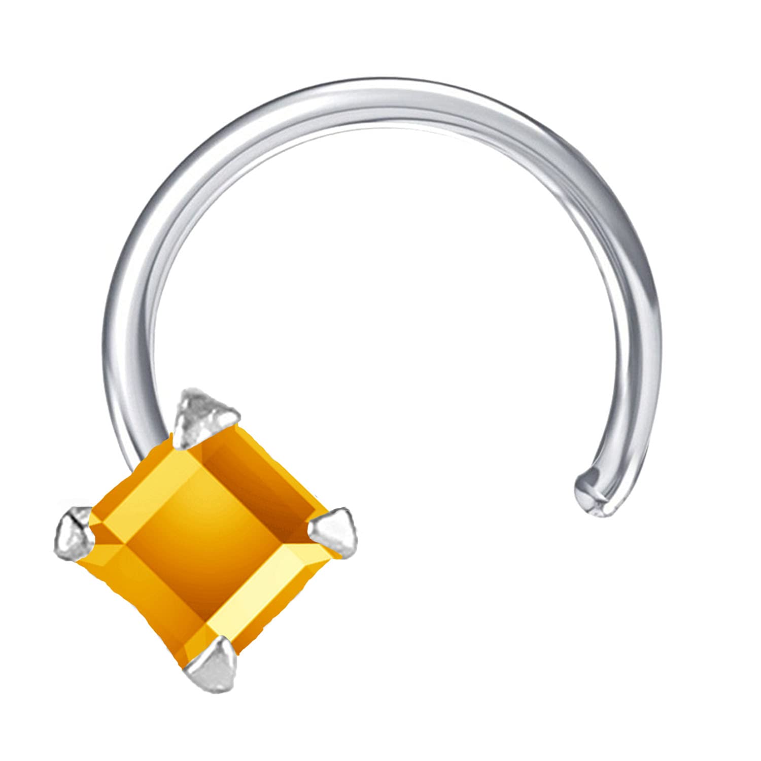 Shiyara Jewells 92.5 Sterling Silver Yellow Square Crystal Nose Pin for Womens and Girls NR00063 (B09HHJTCDQ) Amazon Price History, Amazon Price Tracker