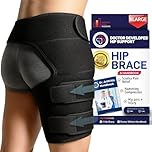 Doctor Developed Stabilizing Hip Support Brace - Sciatica Pain Relief, Piriformis Syndrome and Sciatic Nerve Pain, Hamstring compression wrap - Handbook Right Leg (L/XL - Black)