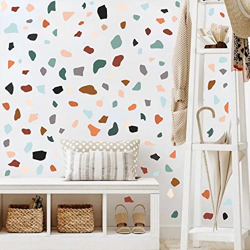 Terrazzo Wall Decals Irregular Stones Wall Sticker Multicolor Polka Dot Wall Stickers Modern Geometric Abstract Wall Decals Living Room Nursery Bedroom Decor #TOP1