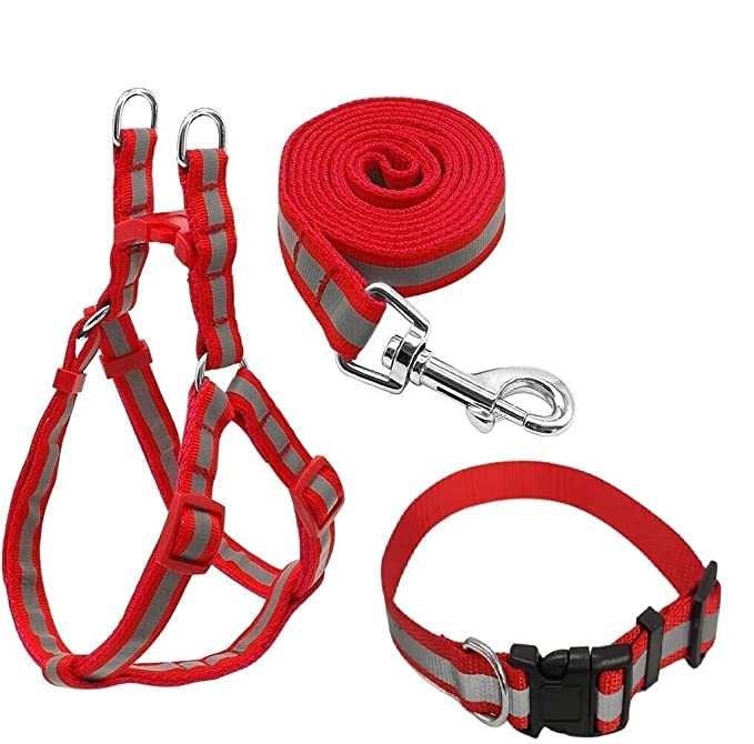 Woofy 15 MM Reflective Pet Collar Harness Set, Adjustable Soft Nylon Collar, Harness & Leash Set for Puppy & Small Dogs (Red) (B0BXHGTJ95) Amazon Price History, Amazon Price Tracker