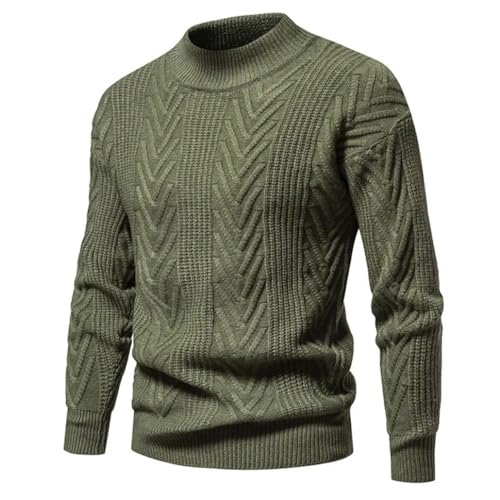 Men's Knitted Sweater Half High Neck Straight Sleeve Casual Pullover Warm Undershirt Army EN8 XXXL