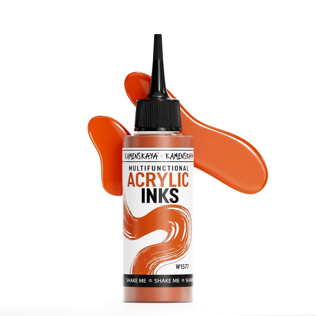 KAMENSKAYA Acrylic Inks for Artists - 'Bright Orange' Acrylic Ink, 3.38 Fl Oz (100 ml) โ image 1