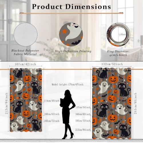 Rideaux occultants isolants à œillets motif chat orange - 6