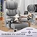 BestGlory Office Desk Chair, Big and Tall Leather Gaming Chair with Footrest, Wide Ergonomic Comfy Executive High-Back Reclining Computer Chairs, Swivel Rolling Wheels and Padded Lumbar Support, Gray
