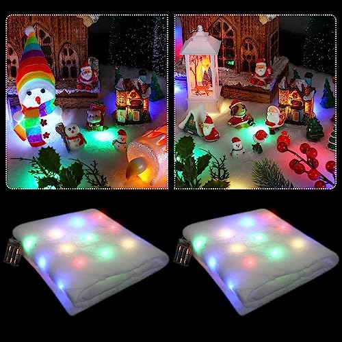 2 Pcs Pre Lit Christmas Snow Blanket with LED Lights