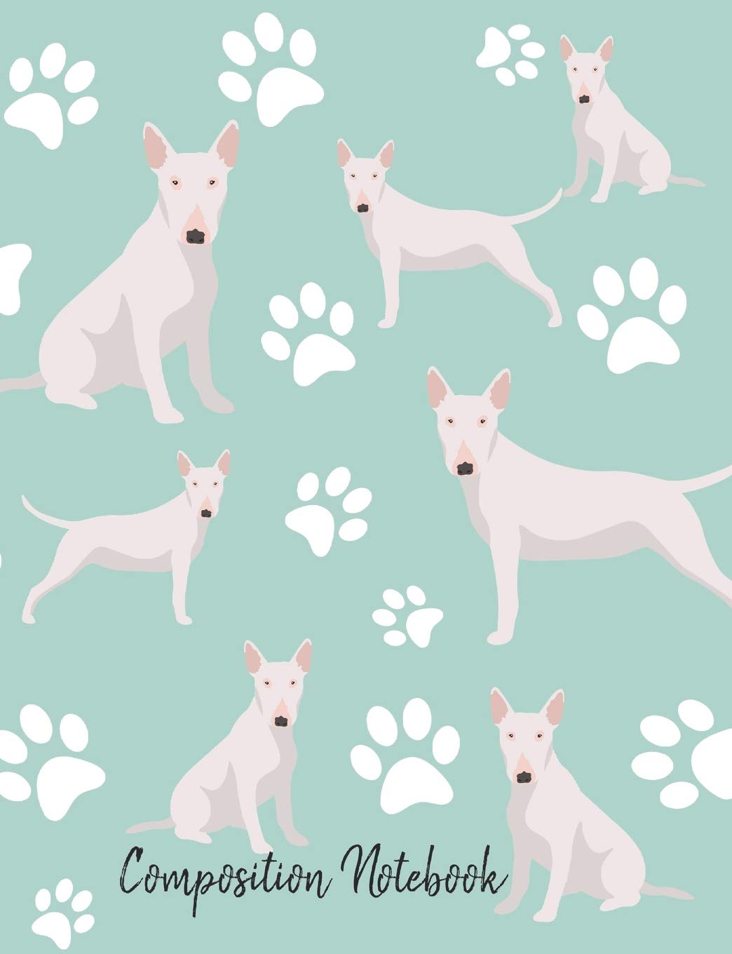 Composition Notebook: Bull Terrier Paw Prints Cute School Notebook 100 Pages Wide Ruled Paper (Dog Breed Composition Books)
