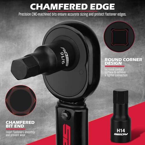 Image of Hex Bit Impact Socket Set: 36-Piece with 4 Adapters, 1 /4 inch 3 /8 inch 1 /2 inch Drive Master Allen Impact Socket Set, SAE and Metric, H5-H19 & 3 /4 inch-5 /64 inch, Heavy Duty Storage Case, Automotive Mechanic