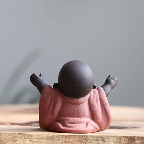 Miniatura 6 de 1 estatua de Buda escultura decorativa de cerámica Maitreya Estatua de té de Buda, escultura tallada a mano, decoración de té