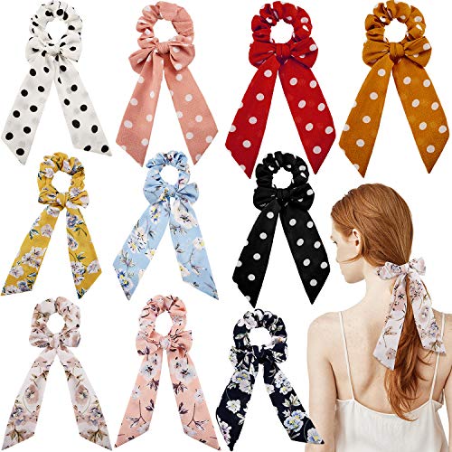 10 Pieces Bow Hair Tie Hair Scrunchies Elastic Hair Bow Hair Ropes Scrunchy Hair Accessories for Women Girls (Style E)
