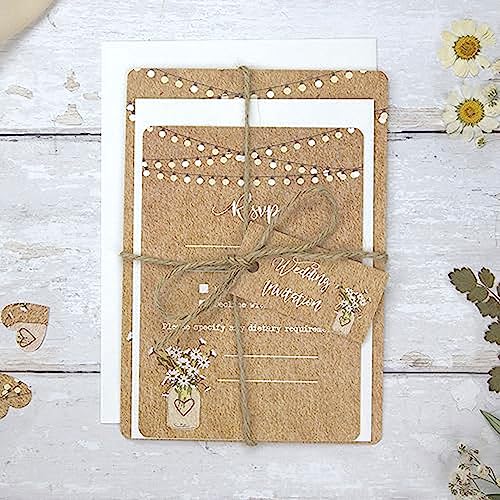Invitaciones de boda jarrón rústico de flores para confirmar asistencia RSVP 10 ud 2