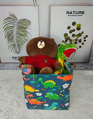 Asketam Square Canvas Collapsible Fabric Baby Toy Box Storage Bin Bedroom Decor Closet Kids Laundry Baskets Toy Organizer,Shelf Basket Nursery Storage,Gift Baskets (Color Dinosaur) #TOP5