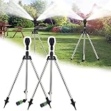 Rotating Tripod Sprinkler, 360 Degree Automatic Rotating Irrigation Watering Sprinkler, Stainless St