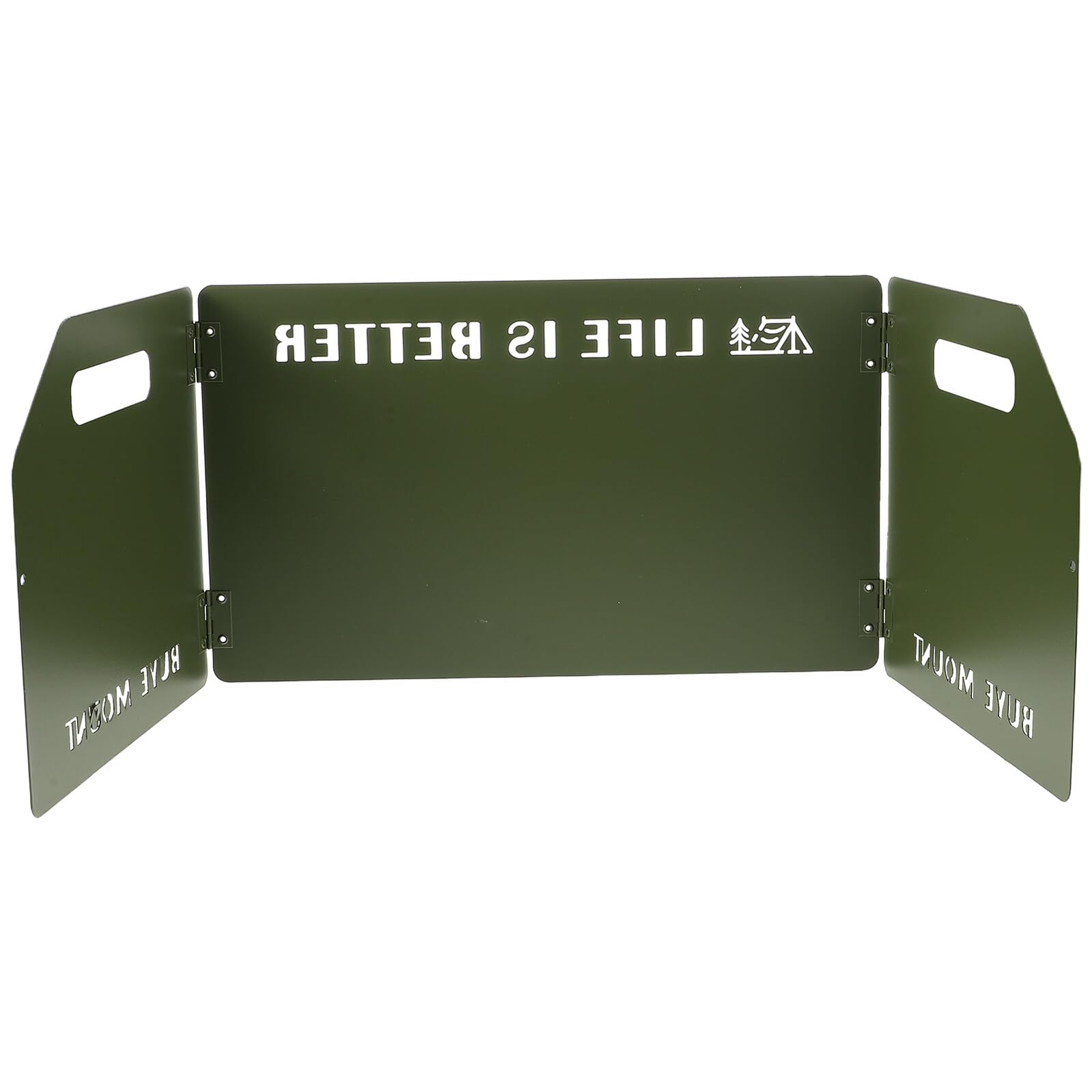 Mikikit Parabrisas Plegable de 3 Paneles para Estufa de Camping Color Verde Militar Protector Antiviento Portátil con Bolsa de Almacenamiento 90X25 CM para Senderismo y Picnic