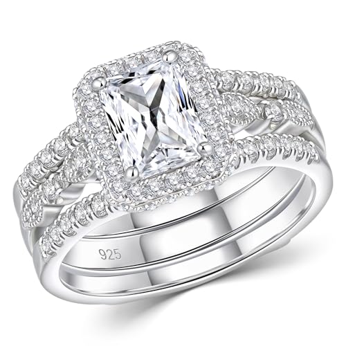 Newshe Jewellery Moissanite Wedding Rings for Women 925 Sterling ...