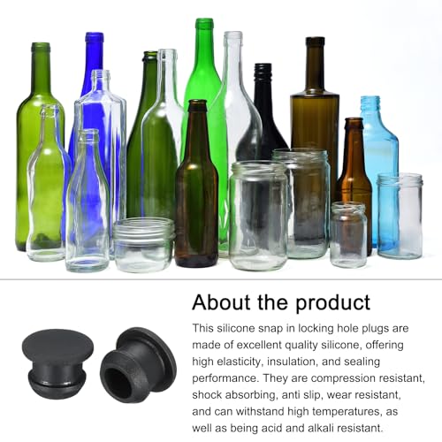Image of Snap in Locking Hole Plugs Rubber Panel Seal Cover Drilled Silicone Caps, [for Kitchen Rubber, Waterproof Sealing Plugs] - 10mm /0.4in /Black /10Pcs