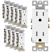 ENERLITES Decorator Wall Receptacle Outlet, Tamper-Resistant Standard Electrical Wall Outlet, Residential Grade, 3-Wire, Self-Grounding, 2-Pole, 15A 125V, UL Listed, 61501-TR-W-10PCS, White 10 Pack
