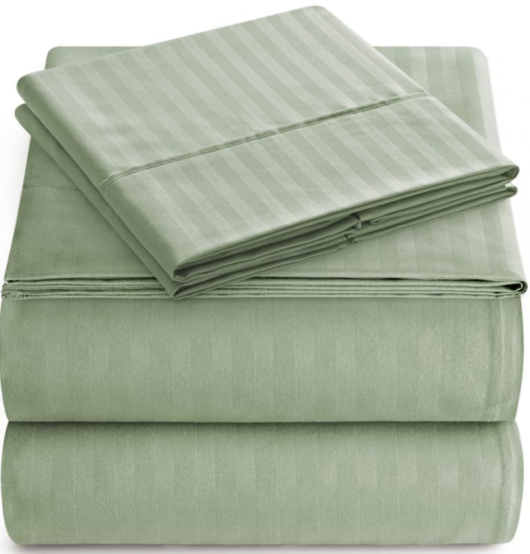 Twin Sheet Set - 3-Piece Striped Deep Pocket Twin Bed Sheets - Ultra-Soft & Wrinkle-Free Twin Size Bedding - Cooling Microfiber Twin Bed Sheet Set with 1 Fitted Sheet, 1 Flat Sheet, 1 Pillowcases