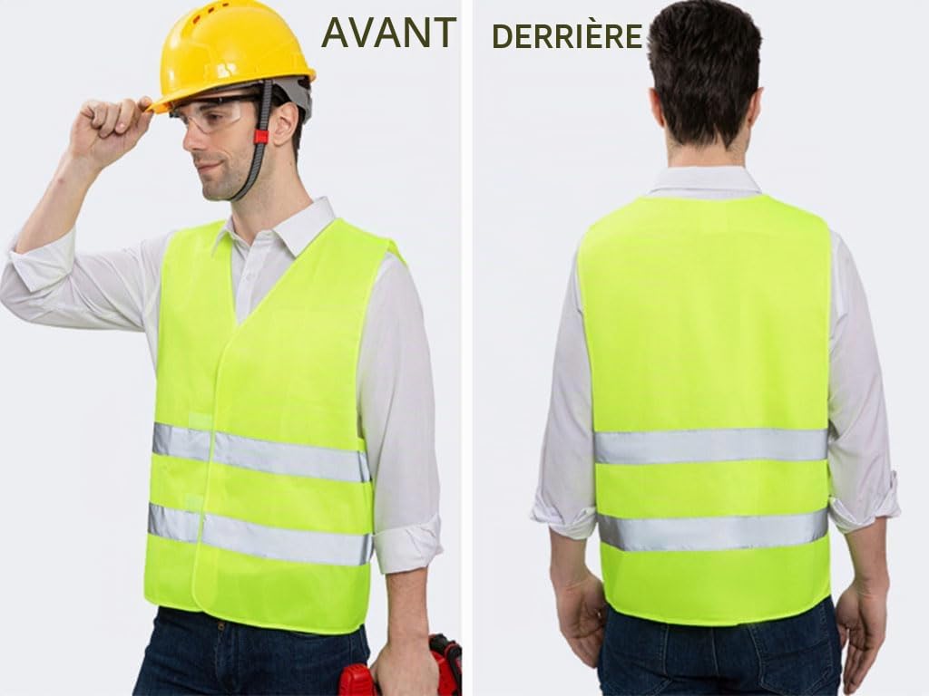 Anlising Gilet de Sécurité, 10PCS Jaune Gilet de Sécurité Réfléchissant, Gilet De Sécurité Haute Visibilité, Gilet Réfléchissant, Gilet Réfléchissant de Voiture, pour Conducteurs Travailleurs Unisexe