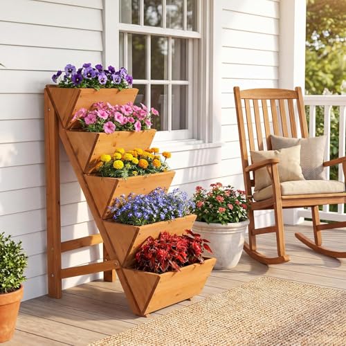 Giantex 5-Tier Solid Wood Outdoor Planter Box - image 2