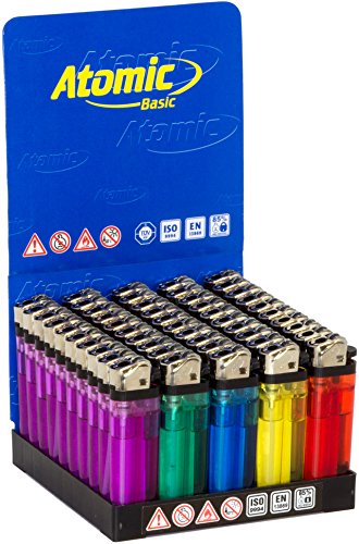 Mechero Atomic Transparentes Colores Ass. X 50 – Lote de 5 conf -