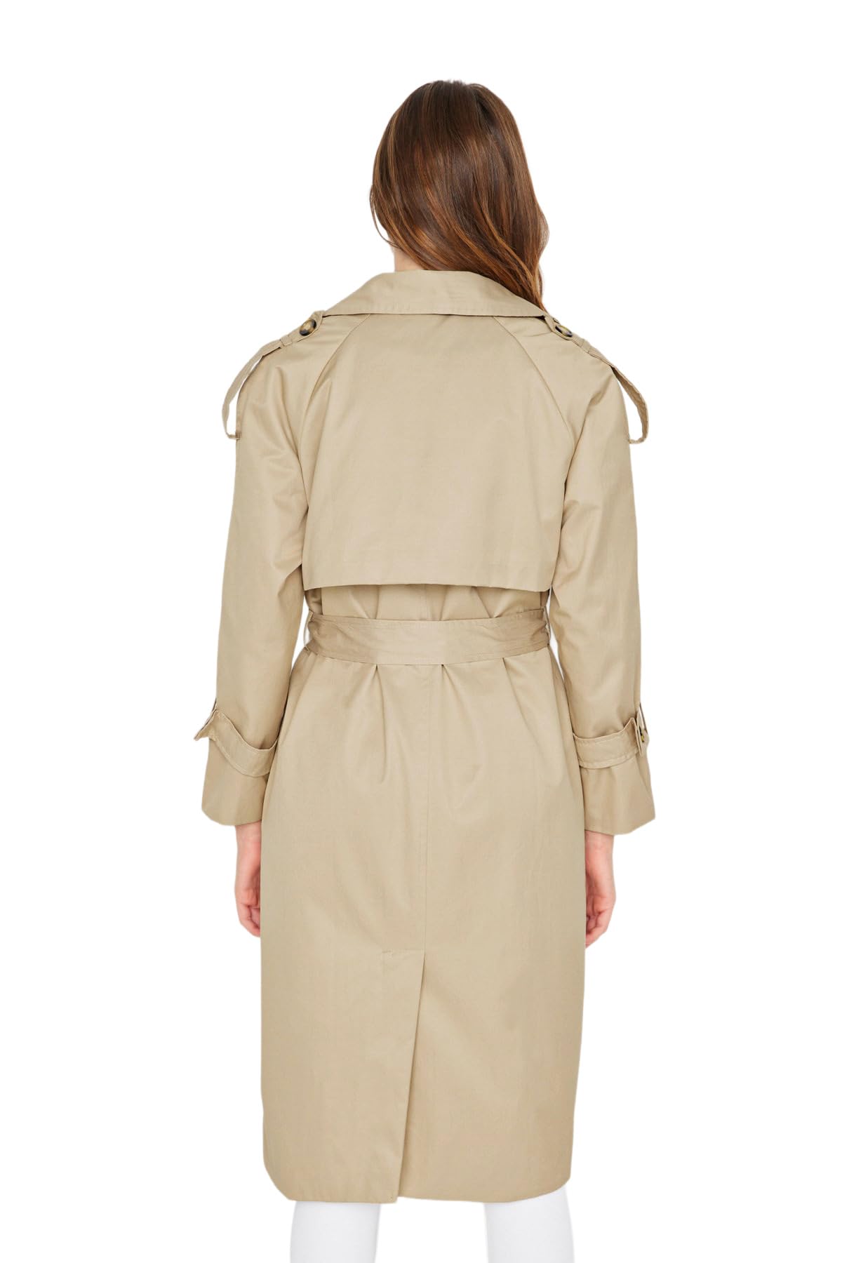 Trendyol Long Trench Coat With Beige Arched Button Closure Water Repellent impermeabile Donna