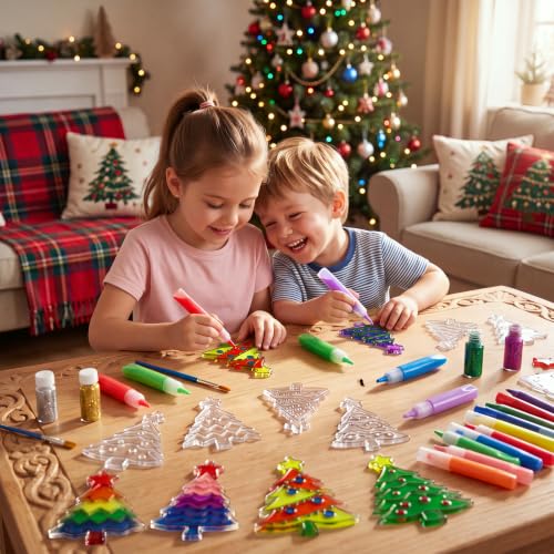 Blueweenly 36 Sets Christmas Tree Suncatchers Painting Craft Kit for Kids by Blueweenly - Used condition - Image 6