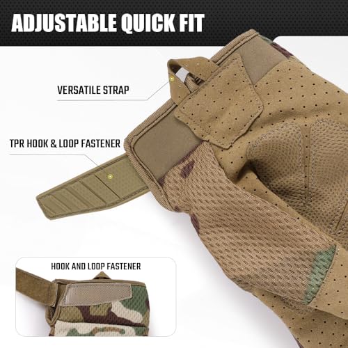 WTACTFUL Airsoft Gloves for Men Women Flexible Breathable Touch Screen Full Finger Gloves for Painball Motorcycle Cycling Motorbike Small Camo - Image 3