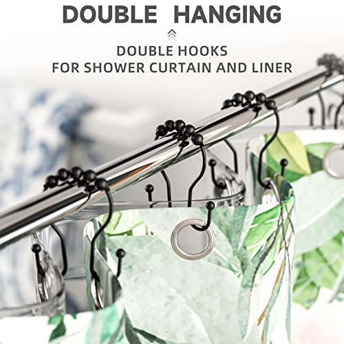 Image of Shower Curtain Hooks Rings Black Hooks, Curtain Liner Bathroom Shower Rod Hook