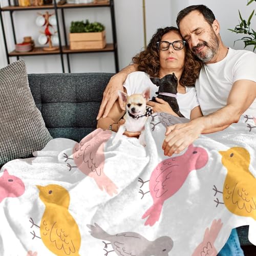Couverture polaire oiseaux colorés, cadeau idéal déco pour lit et sofa - 7