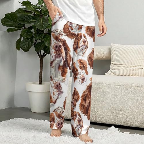 Brittany Spaniel Dog Novelty Pajama Pant With Pockets Casual Sleep Lounge Pants For Men Women3